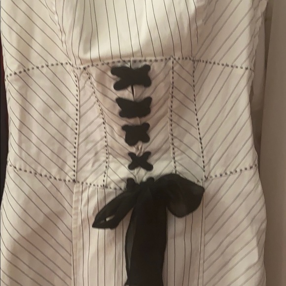 White with black pinstripes, pencil skirt dress - Picture 2 of 5